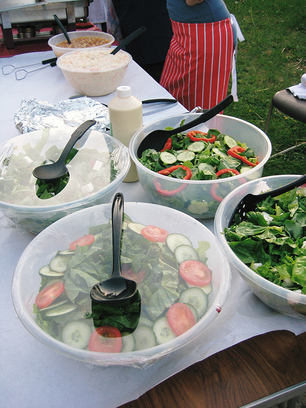 Barbecue catering at your home with salads etc
